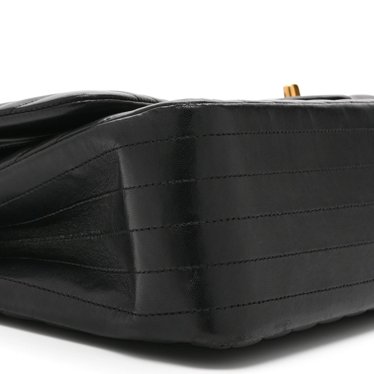 Lambskin Chevron Quilted Jumbo Double Flap Black