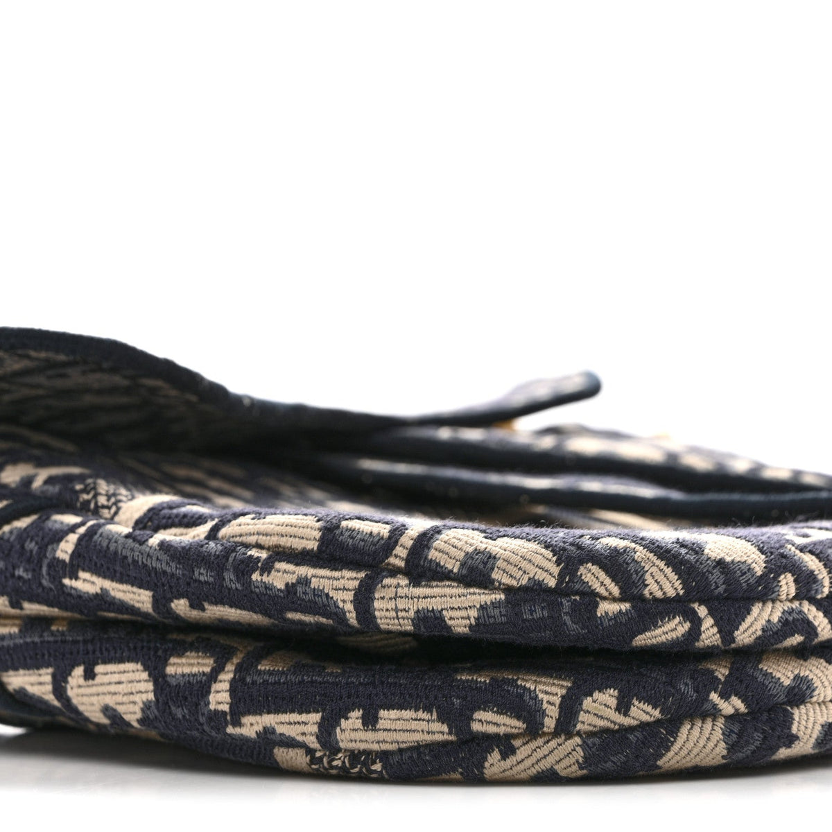 Oblique Embroidered Saddle Bag Blue