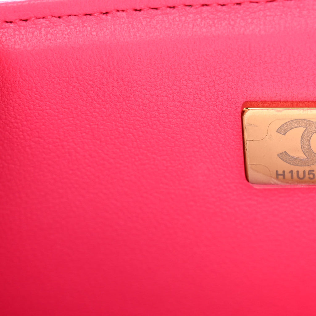 Tweed Quilted Enamel CC Logo Mini Rectangular Flap Pink Multicolor