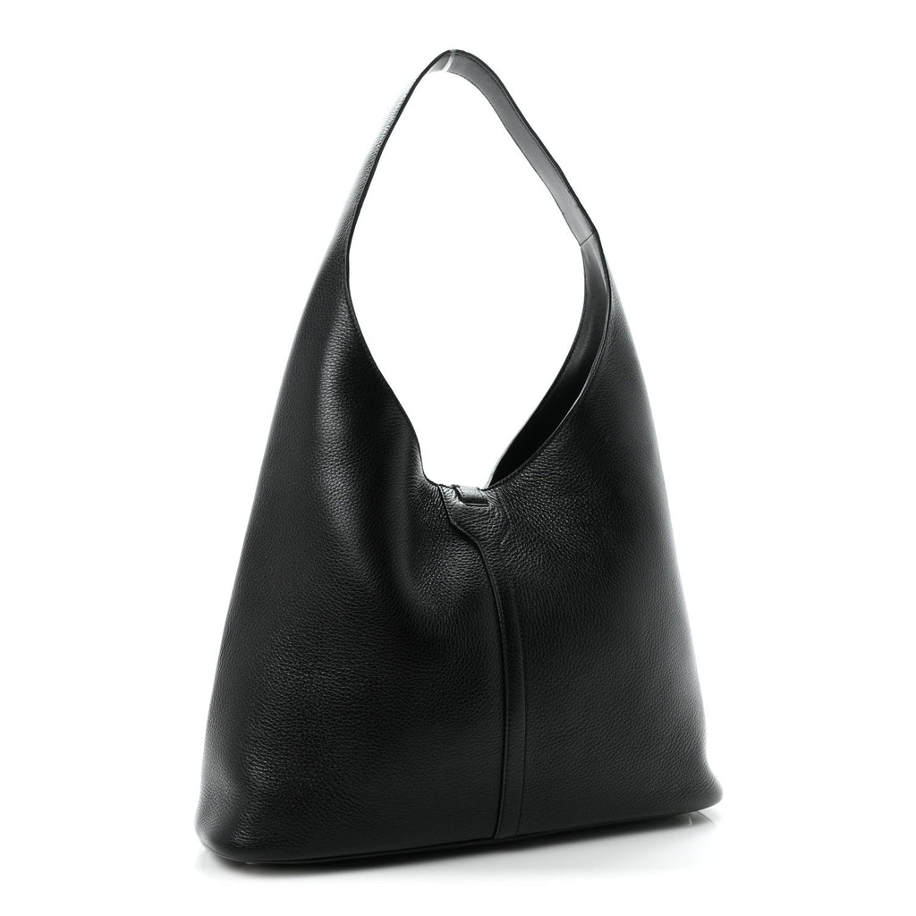 Grained Calfskin Medium Locker Hobo Black