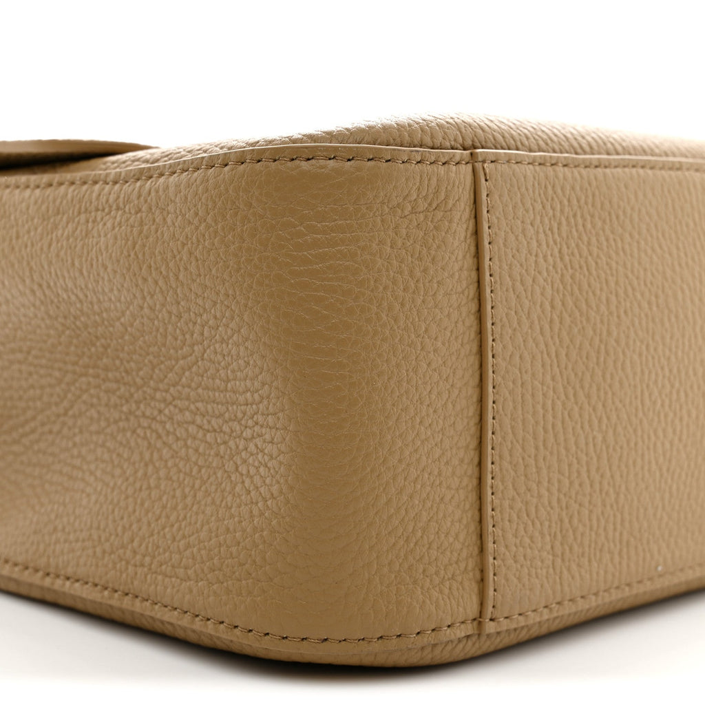 Grained Calfskin Small Souplissimo Maxi Flap Dark Beige
