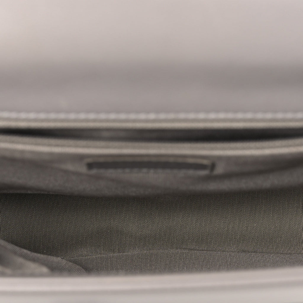Lambskin Quilted Large Boy Flap Grey