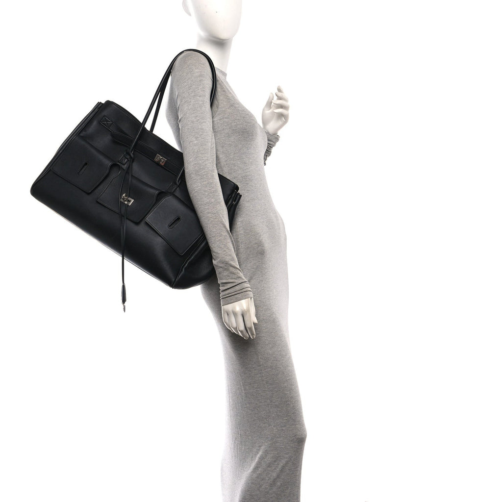 Smooth Calfskin Large Bel Air Carry All Bag Black