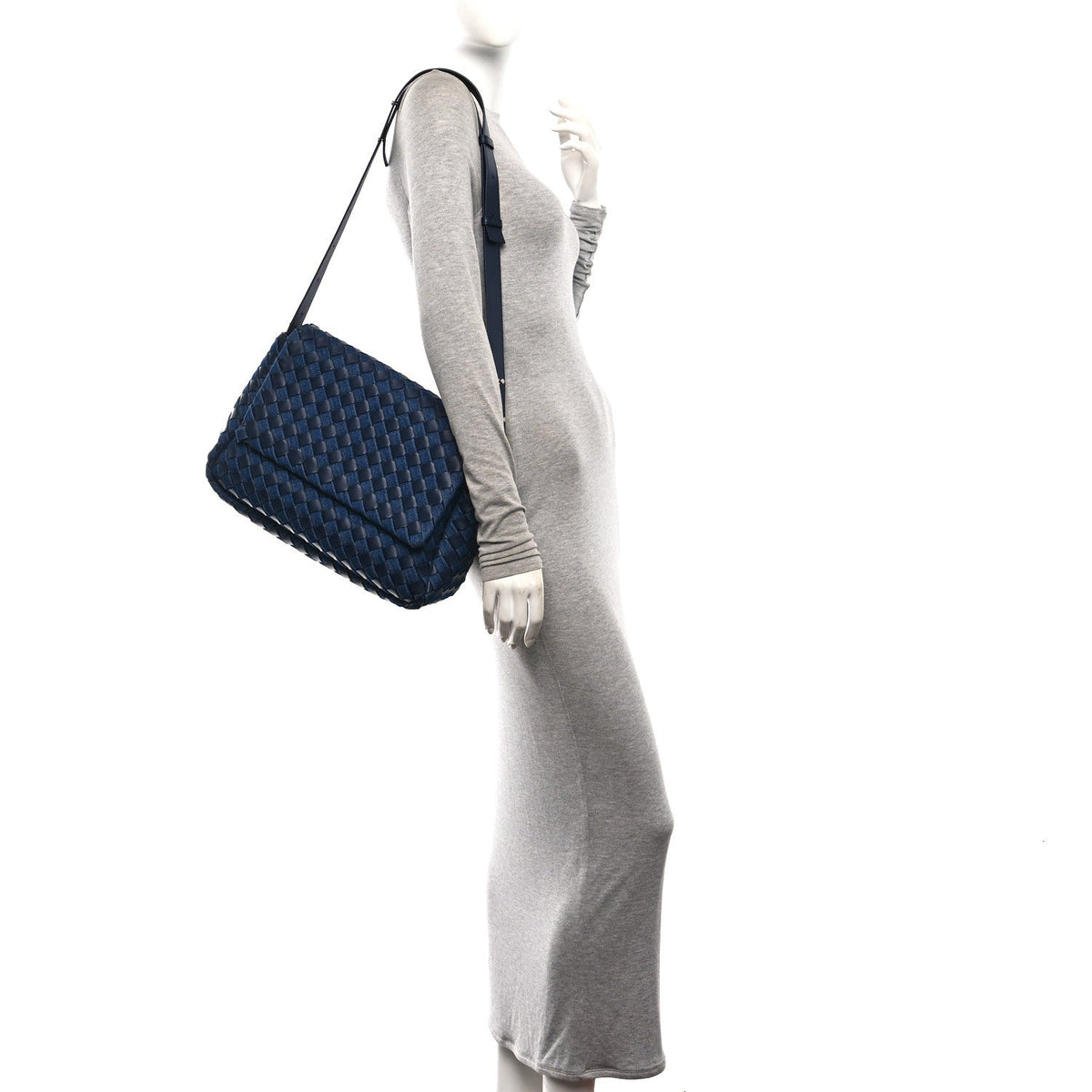 Denim Nappa Intrecciato Padded Messenger Abyss Indigo