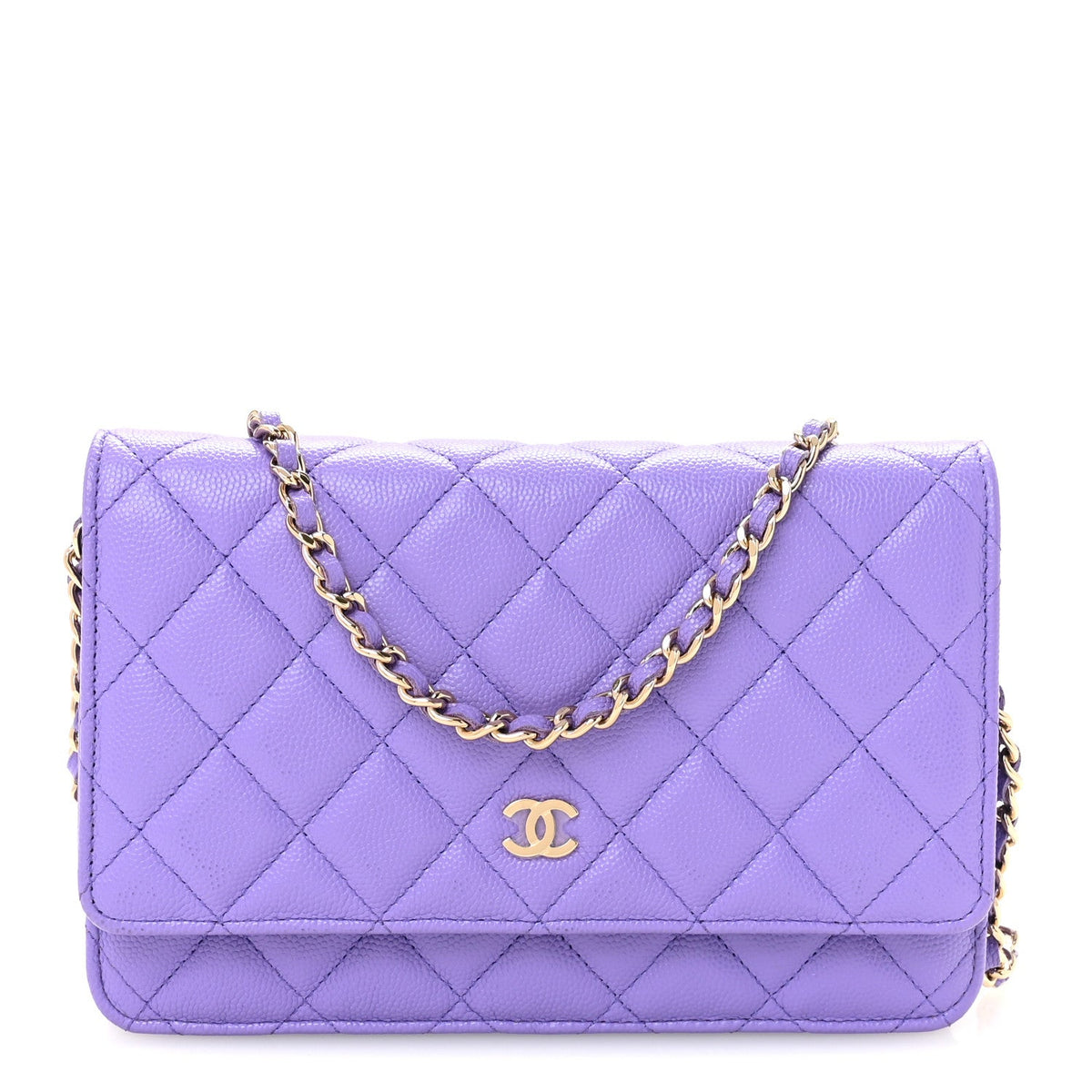 Caviar Quilted Wallet On Chain WOC Purple