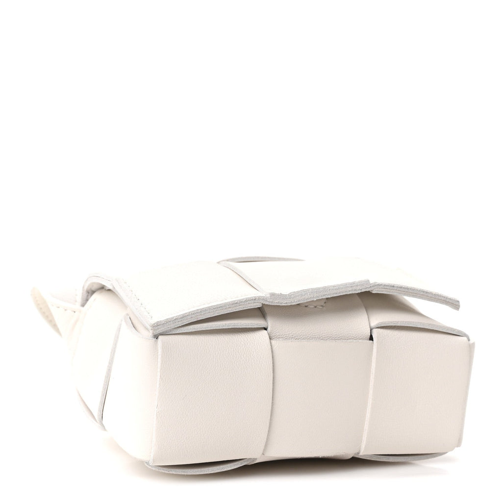 Lambskin Maxi Intrecciato Extra Mini Cassette Crossbody Bag White
