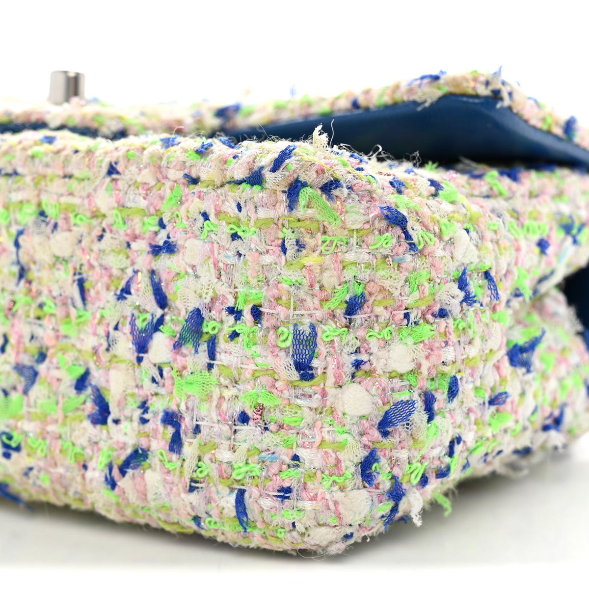 Tweed Quilted Mini Rectangular Flap Blue White Green