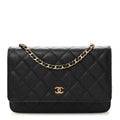 Caviar Quilted Wallet on Chain WOC Black