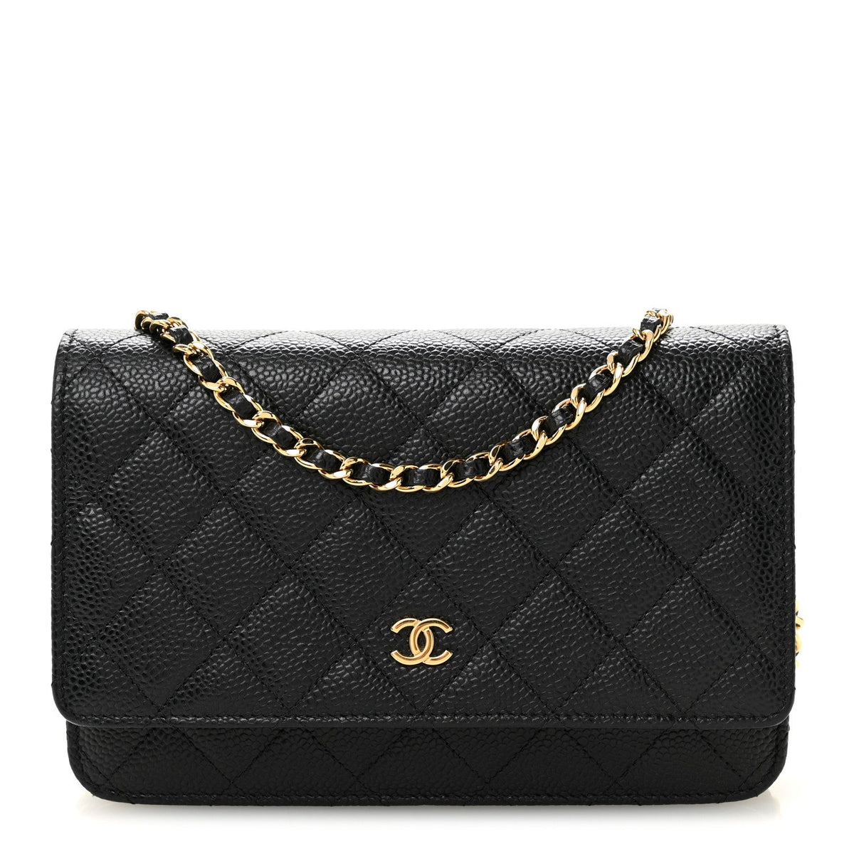 Caviar Quilted Wallet on Chain WOC Black