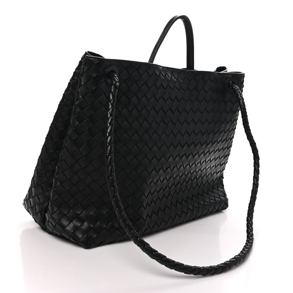 Nappa Intrecciato Large Andiamo Shoulder Bag Black