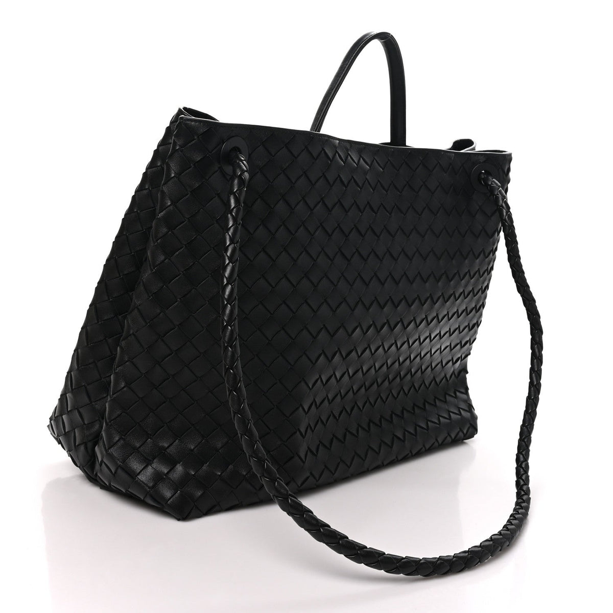Nappa Intrecciato Large Andiamo Shoulder Bag Black