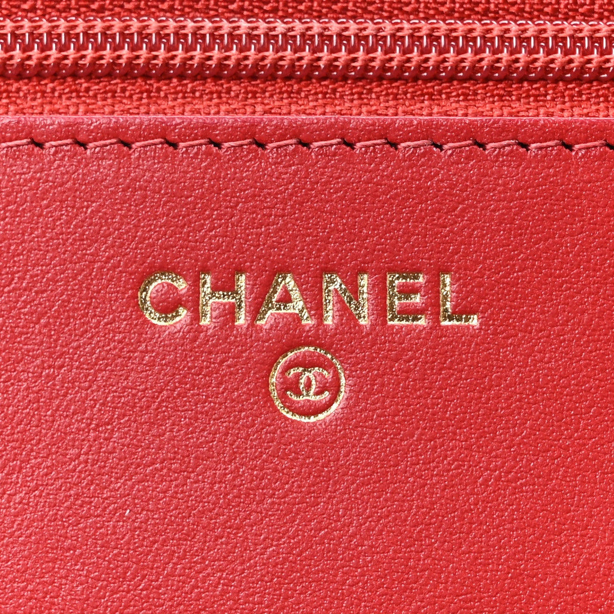 Caviar Camellia Embossed Wallet On Chain WOC Red