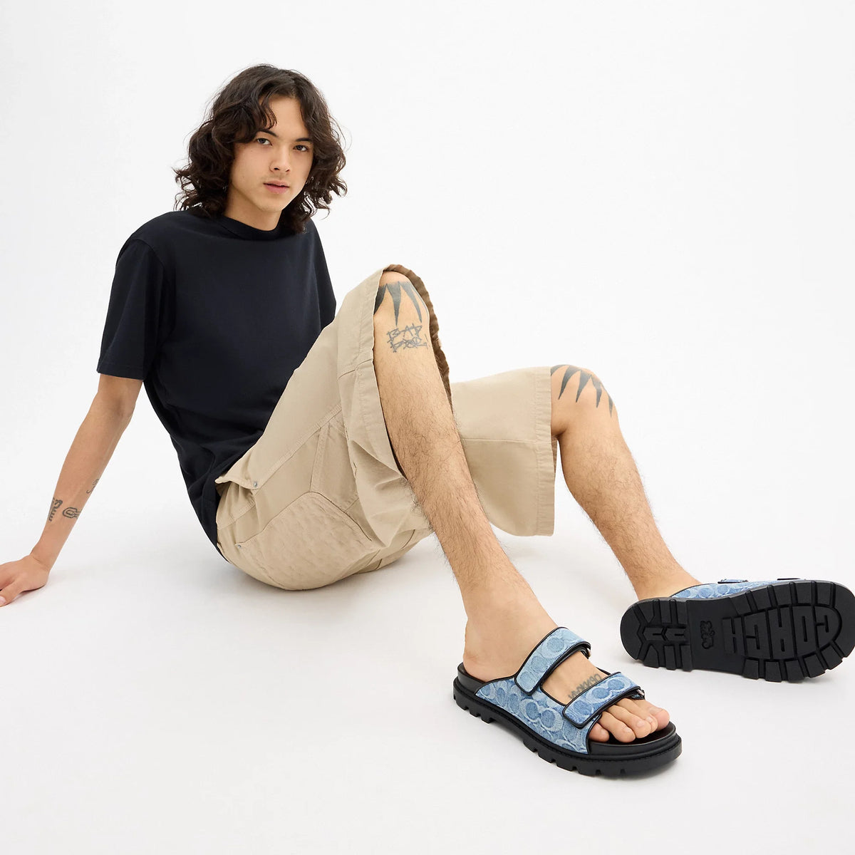 Coach Outlet Double Banded Sandal In Signature Denim
