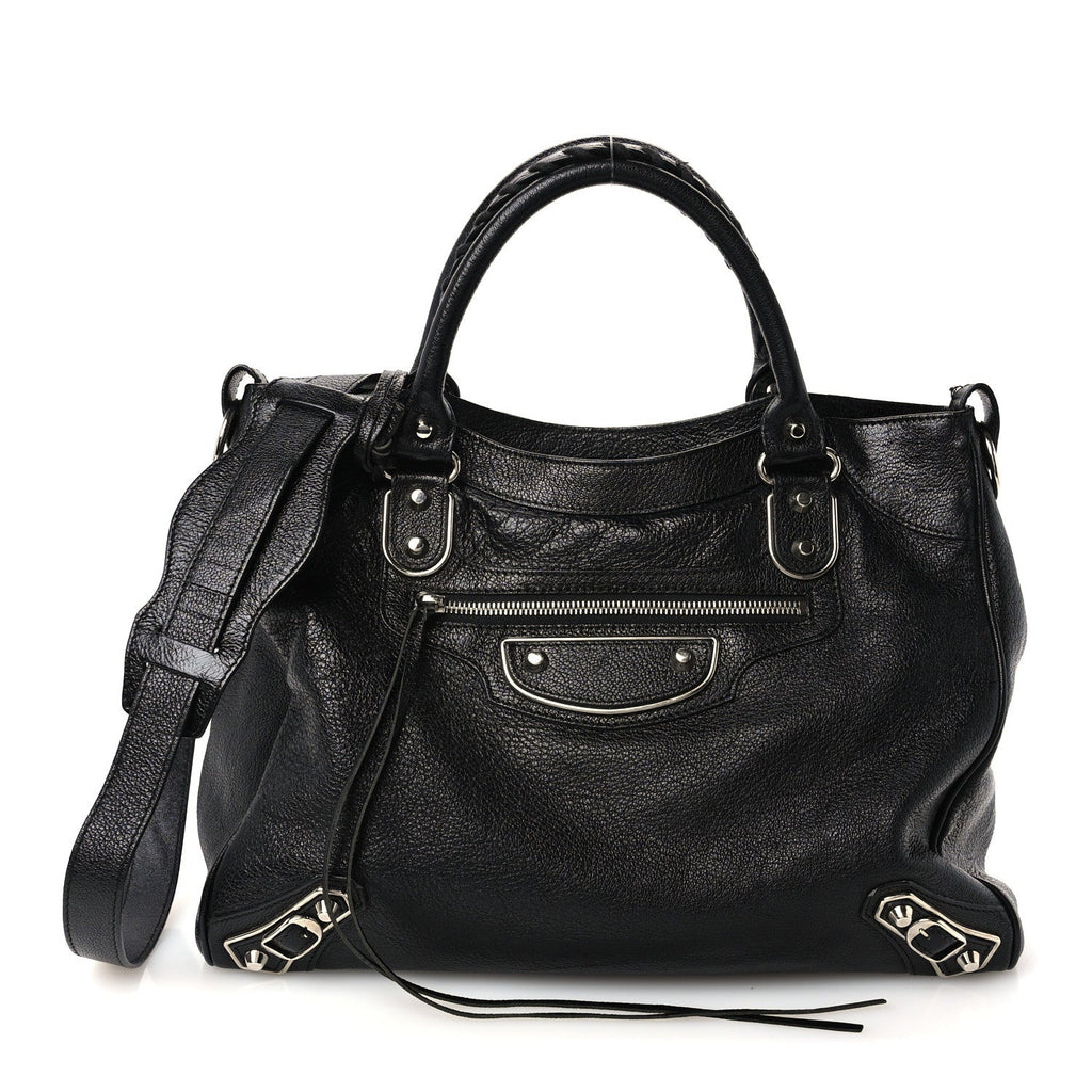 Chevre Silver Metallic Edge Hardware Velo Black
