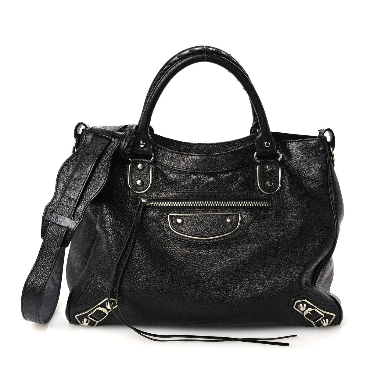 Chevre Silver Metallic Edge Hardware Velo Black