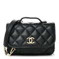 Caviar Quilted Business Affinity Clutch With Chain Black