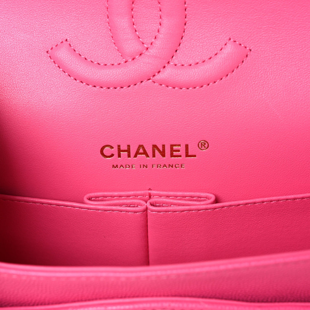 Caviar Quilted Medium Double Flap Dark Pink