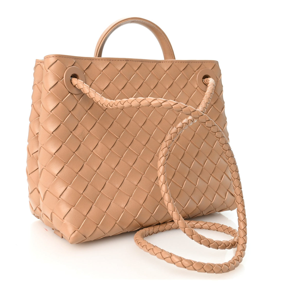 Nappa Intrecciato Small Andiamo Shoulder Bag Biscuit