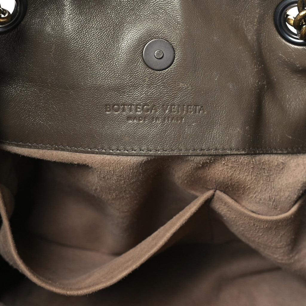 Nappa Intrecciato Medium Classic Chain Strap Tote Taupe Grey