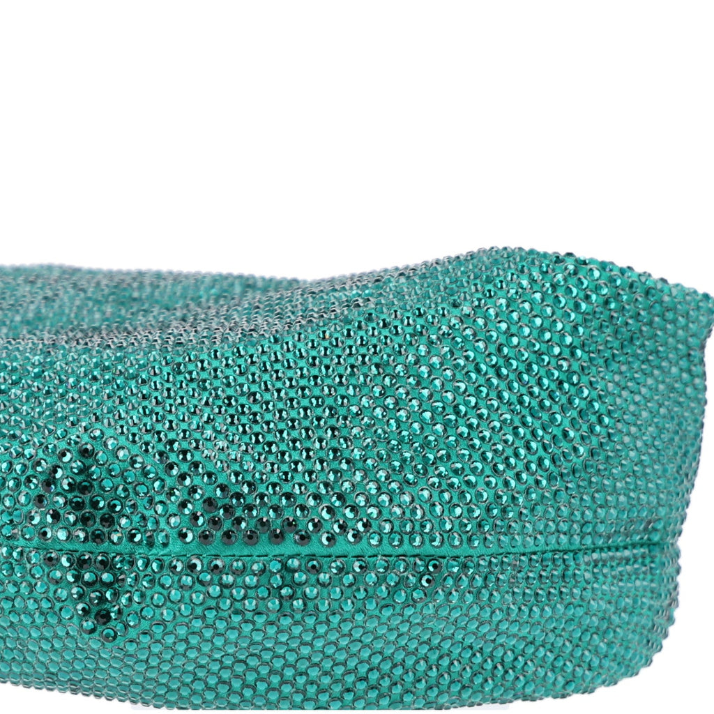 Crystal Embellished Satin Mini Hotfix Jodie Emerald