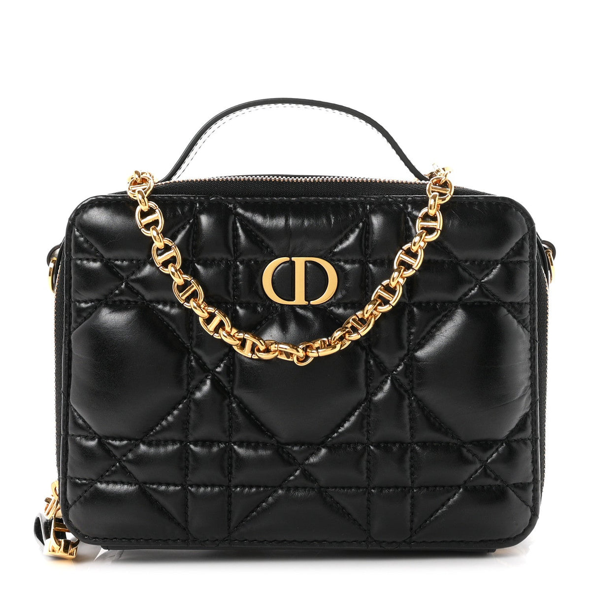 Calfskin Macrocannage Caro Box Bag Black