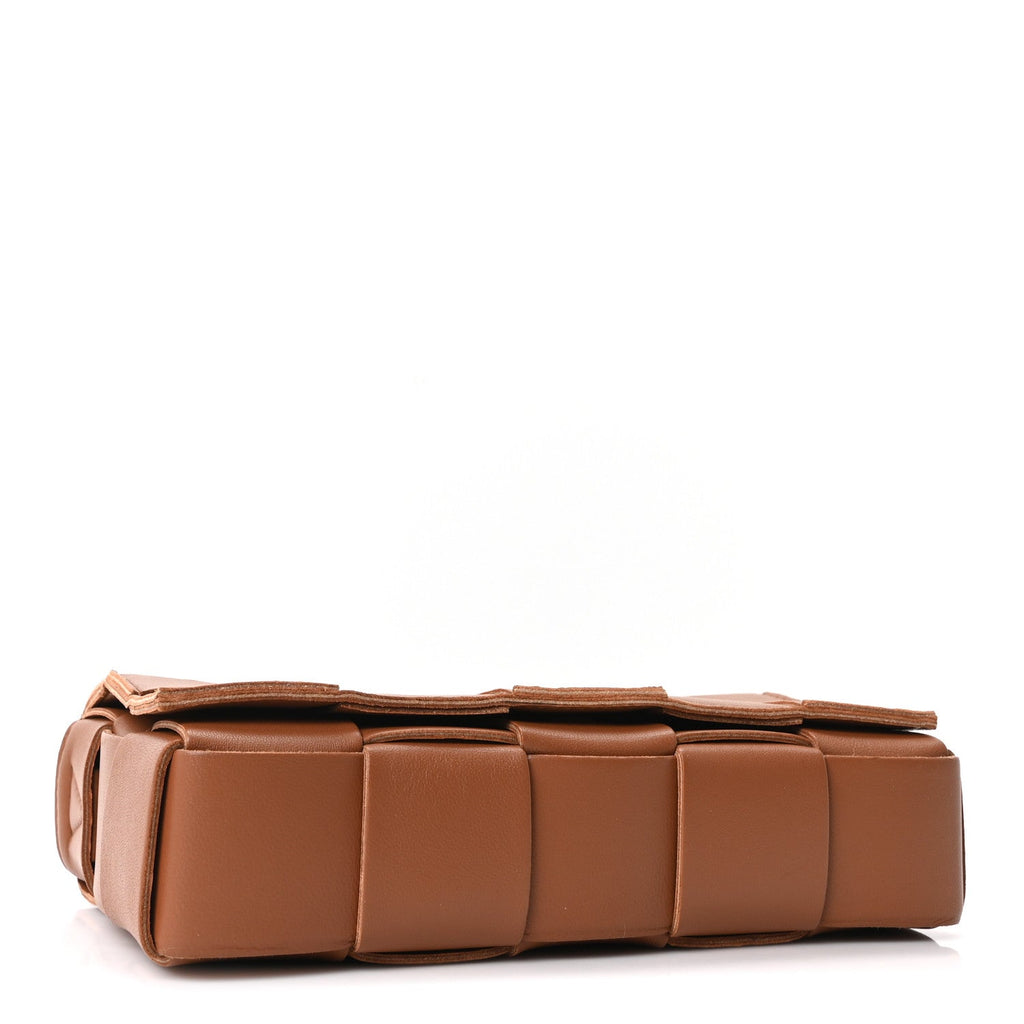 Lambskin Maxi Intrecciato Cassette Crossbody Bag Caramel