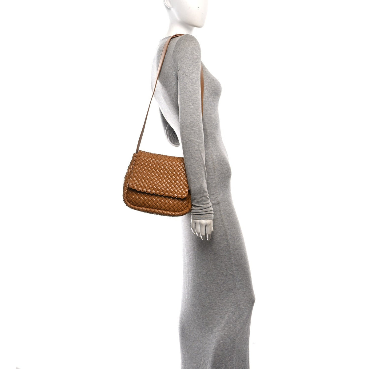 Nappa Intreccicio Padded Cobble Shoulder Bag Caramel