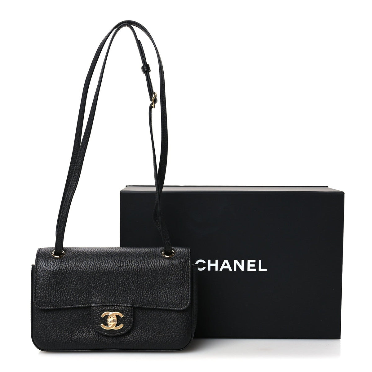 Grained Calfskin Mini Souplissimo Maxi Flap Black