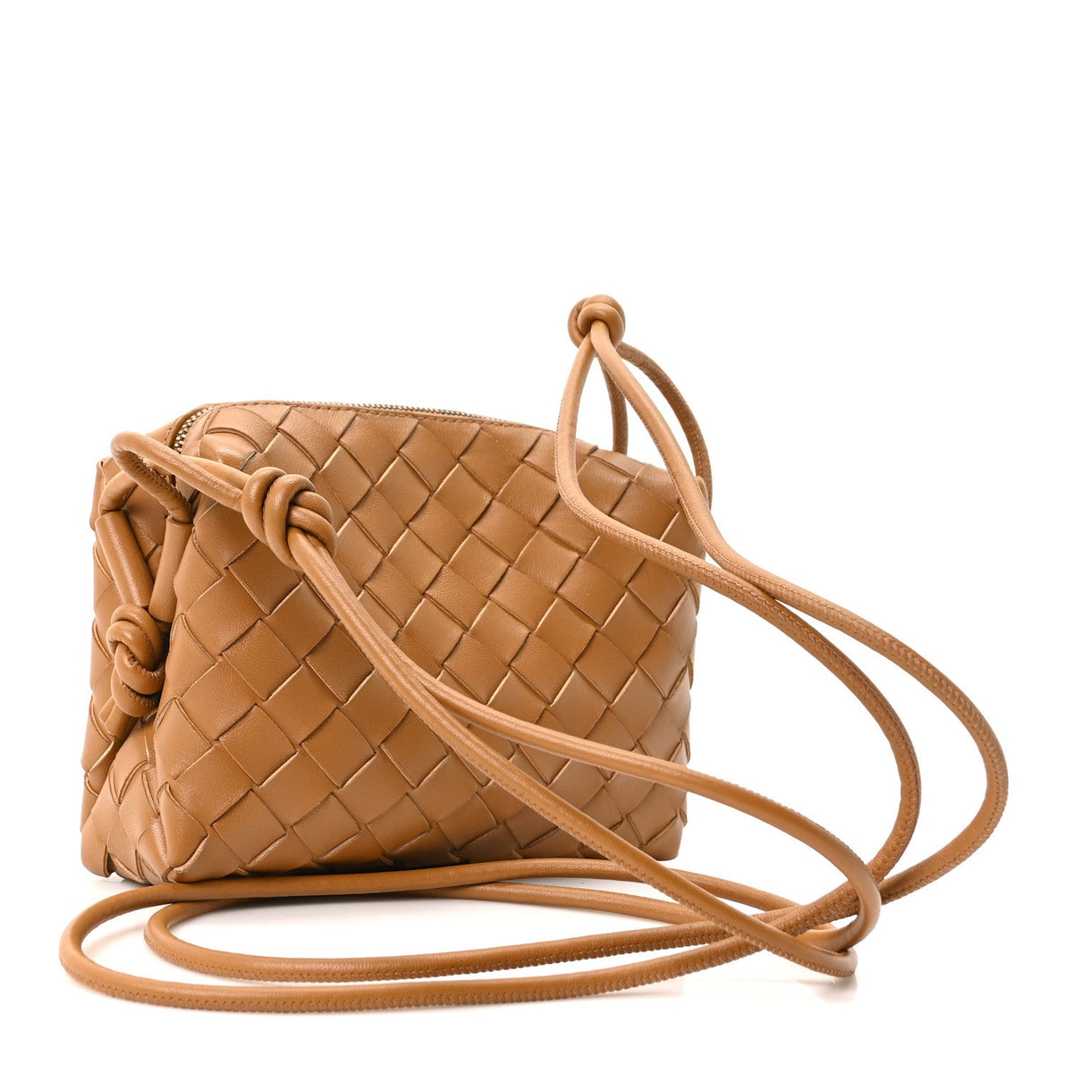 Nappa Intrecciato Mini Loop Camera Bag Camel