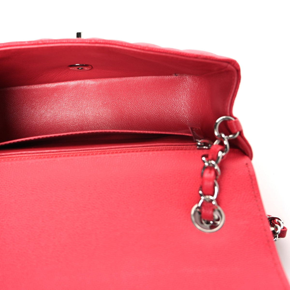 Caviar Quilted Mini Rectangular Flap Light Red