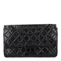 Glazed Aged Calfskin Quilted 2.55 Reissue 227 Flap  So Black