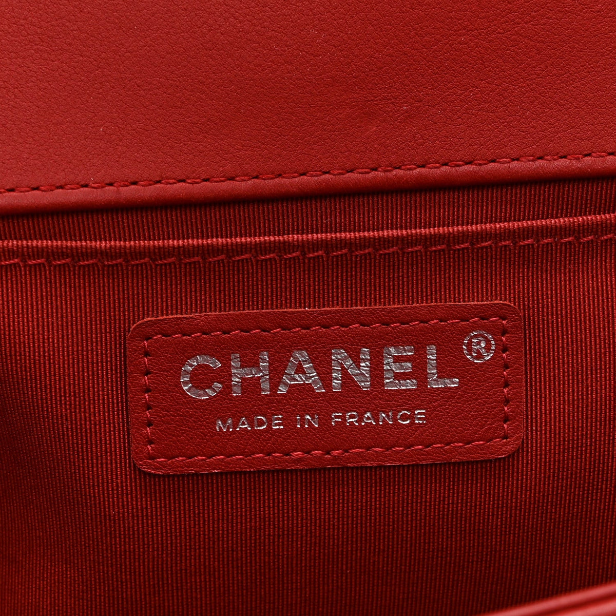 Calfskin Chevron Quilted Medium Boy Flap Red