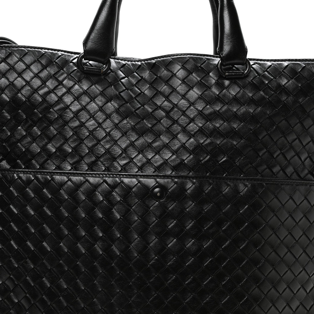 Nappa Intrecciato Front Pocket Convertible Tote  Black