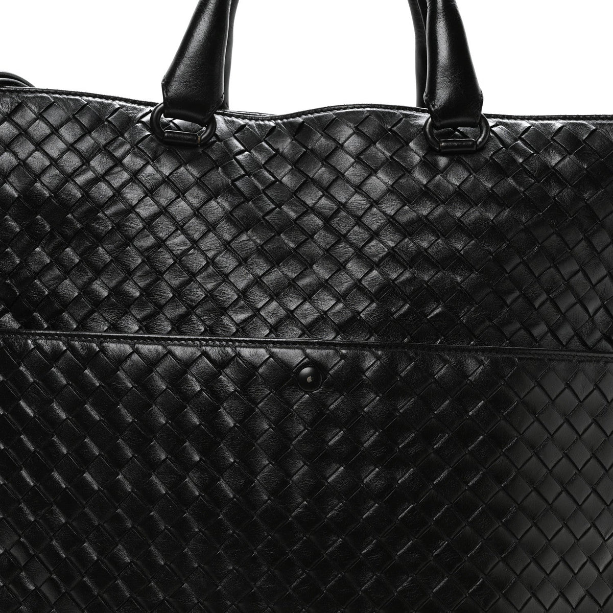 Nappa Intrecciato Front Pocket Convertible Tote  Black