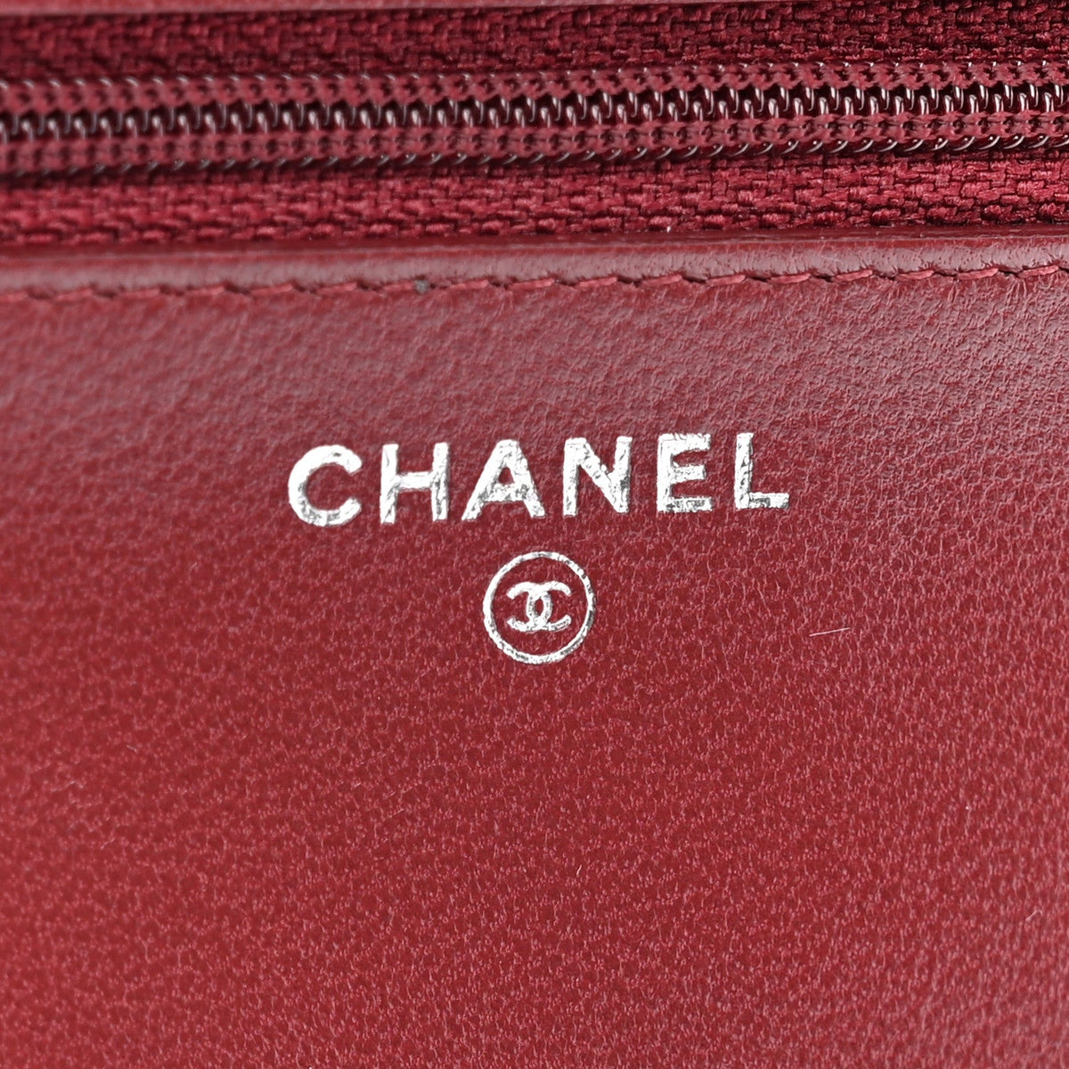 Lambskin Quilted Wallet On Chain WOC Burgundy