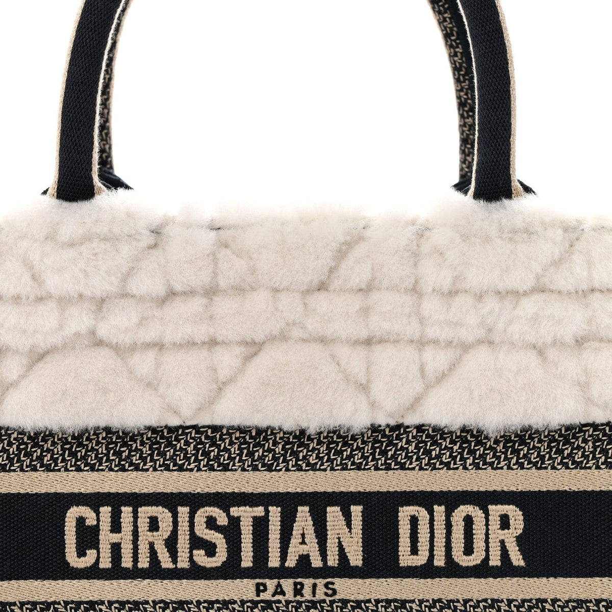 Shearling Cannage Small Book Tote Ecru Blue