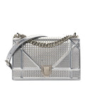 Metallic Patent Micro-Cannage Medium Diorama Flap Bag Silver