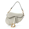 Grained Calfskin Saddle Bag White