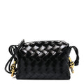 Polished Nappa Intrecciato Metallic Knot Mini Loop Camera Bag Black