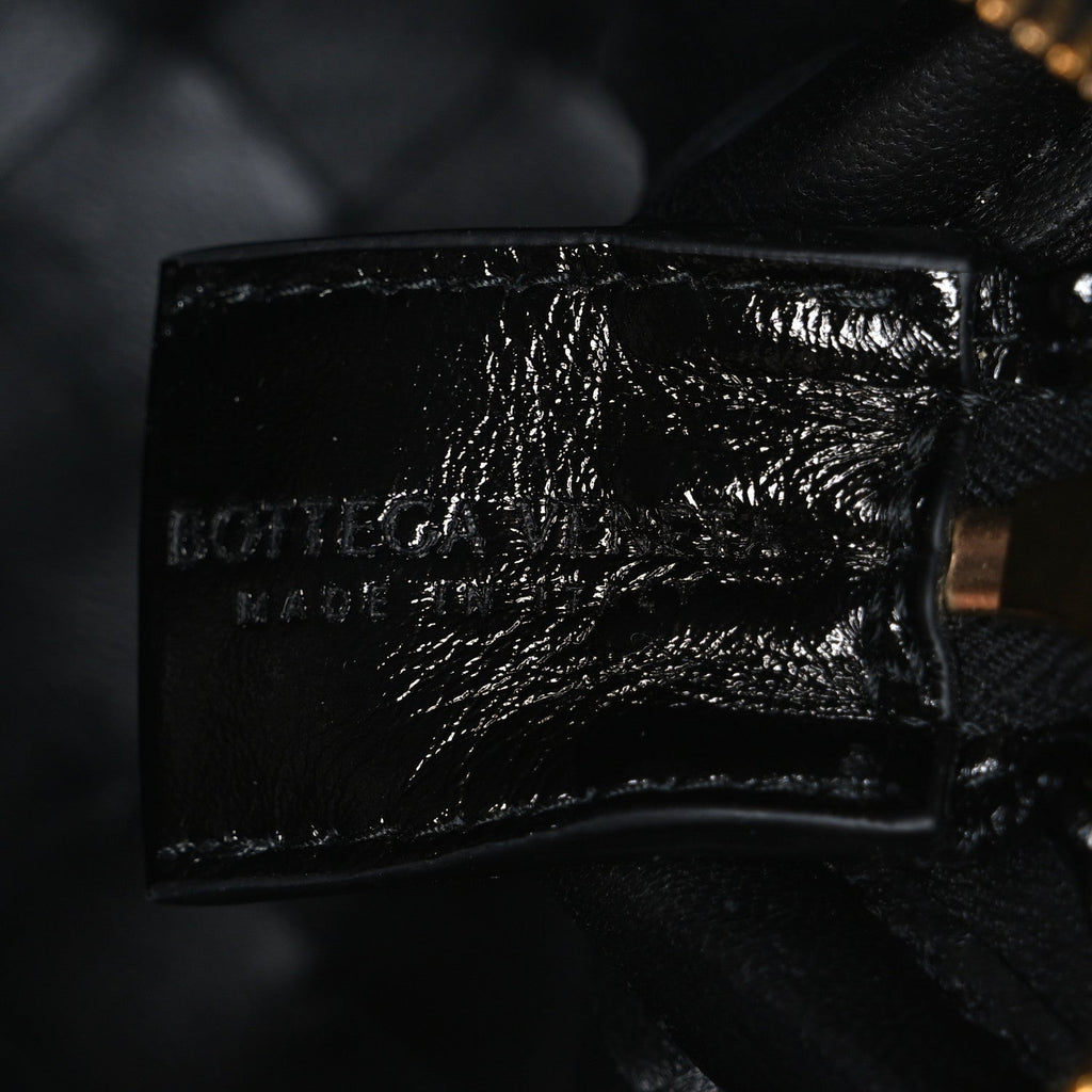 Polished Nappa Intrecciato Metallic Knot Mini Loop Camera Bag Black