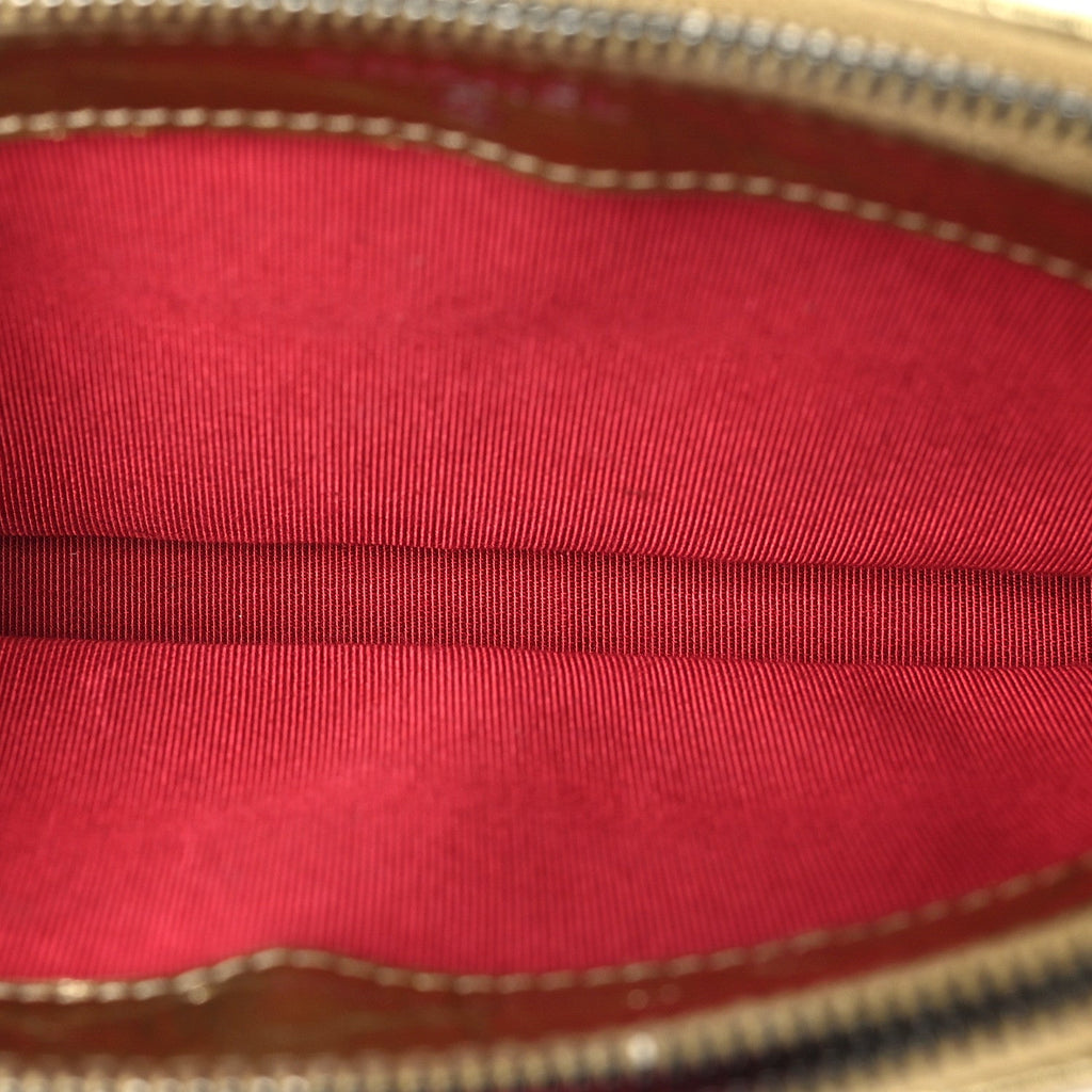 Metallic Aged Calfskin Quilted Small Gabrielle Clutch With Chain Gold