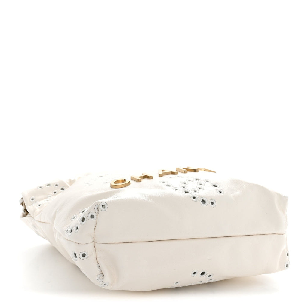 Calfskin Eyelet Mini Chanel 22  White