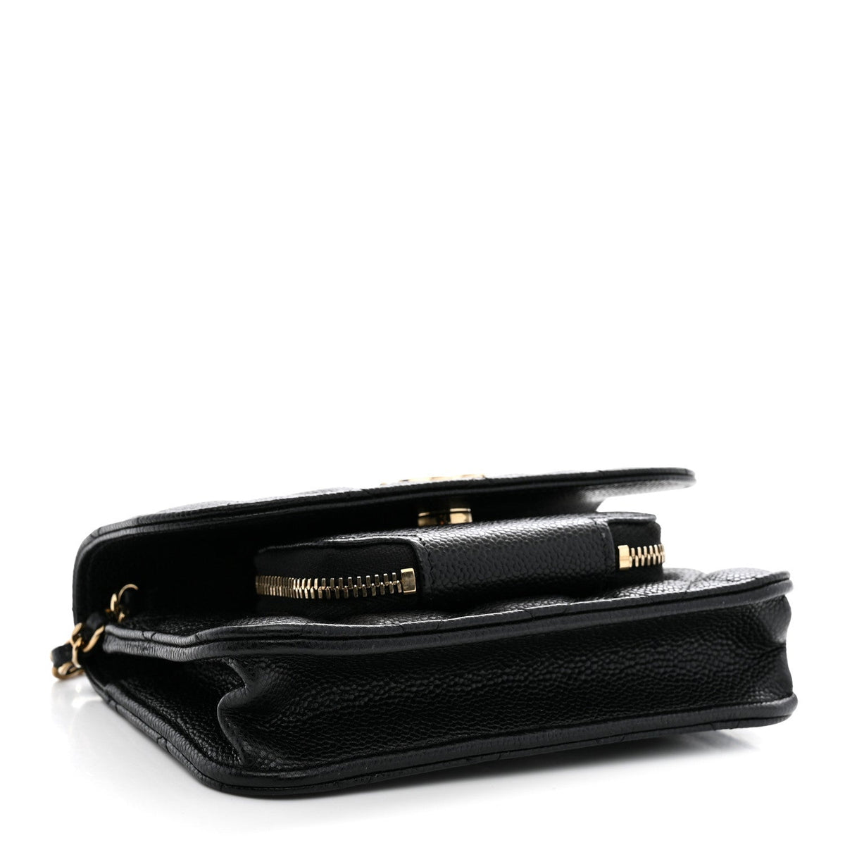 Caviar Quilted Business Affinity Clutch With Chain Black