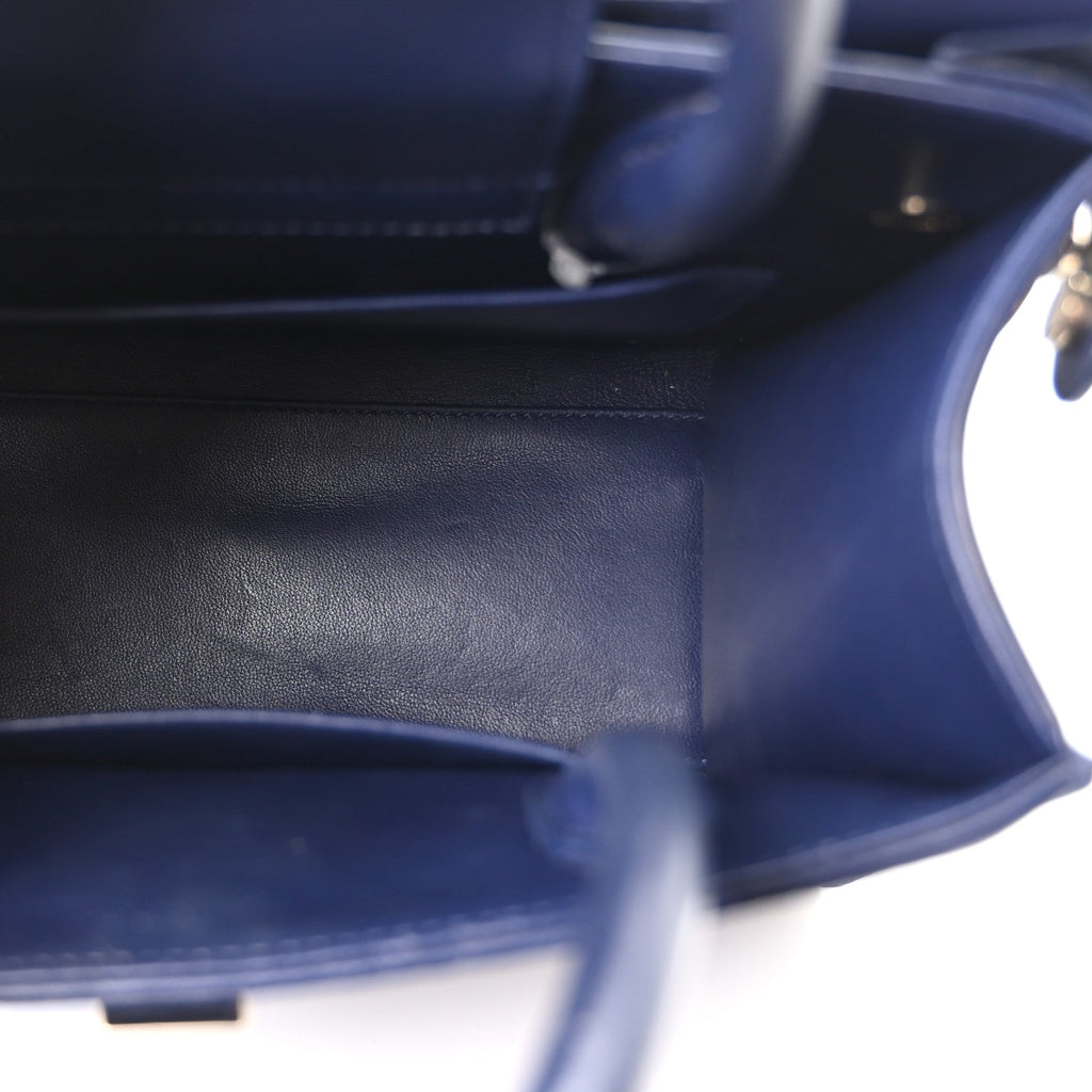 Grained Calfskin Mini Diorever Flap Blue Gri