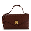 Nappa Intrecciato Knot Lock Top Handle Crossbody Bag Amber