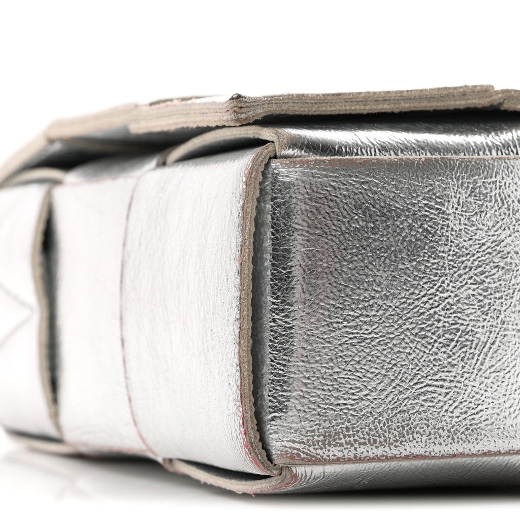 Metallic Lambskin Maxi Intrecciato Cassette Crossbody Bag Silver