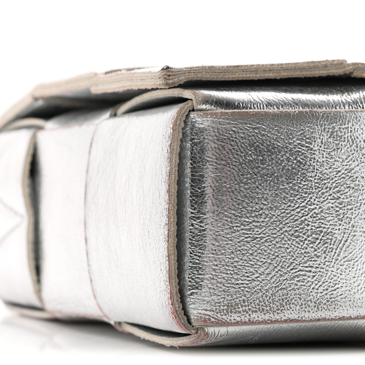 Metallic Lambskin Maxi Intrecciato Cassette Crossbody Bag Silver