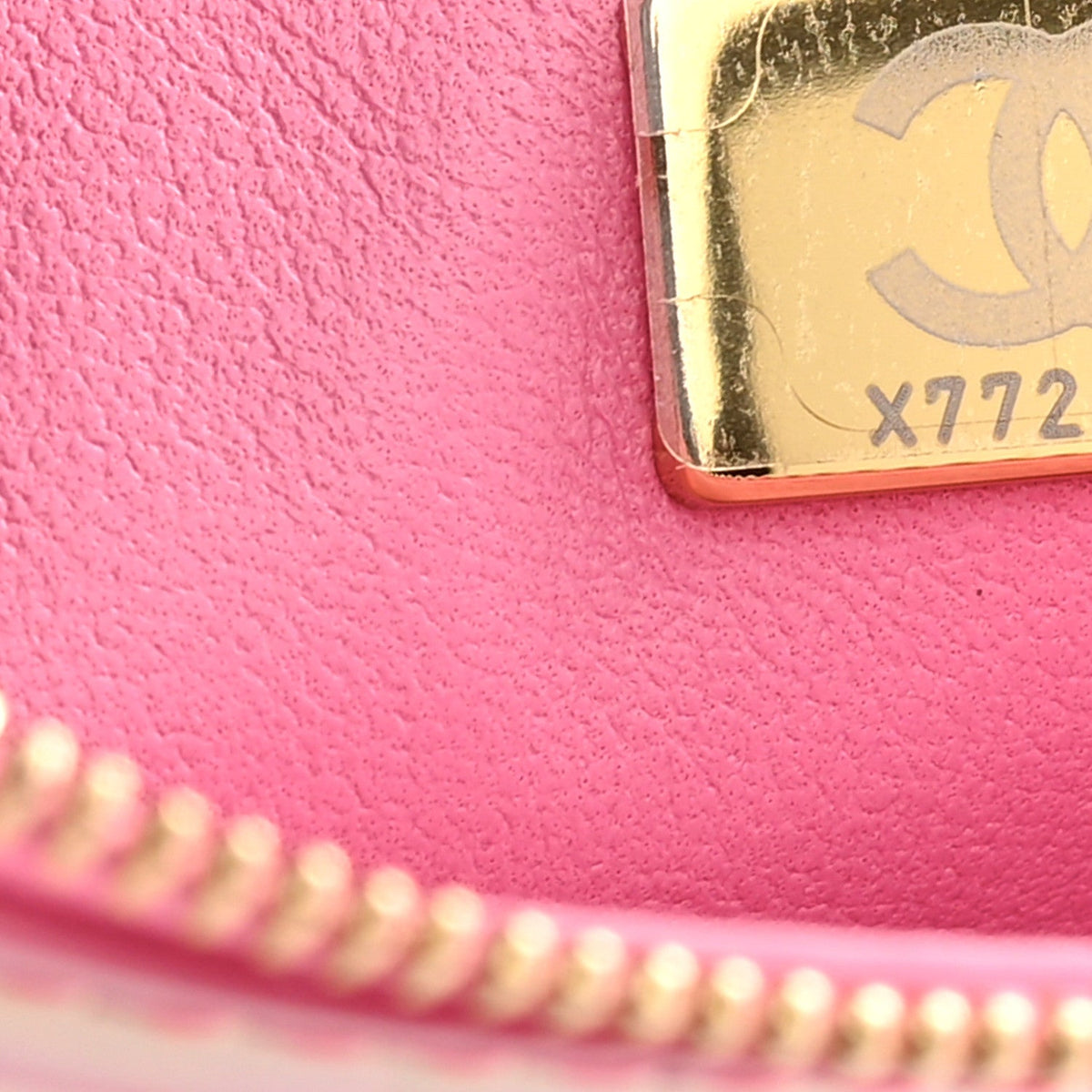 Iridescent Calfskin Crocodile Embossed Wallet On Chain WOC Pink