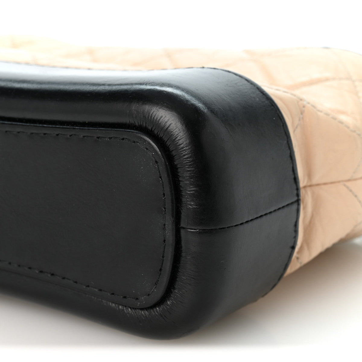 Aged Calfskin Quilted Small Gabrielle Hobo Beige Black