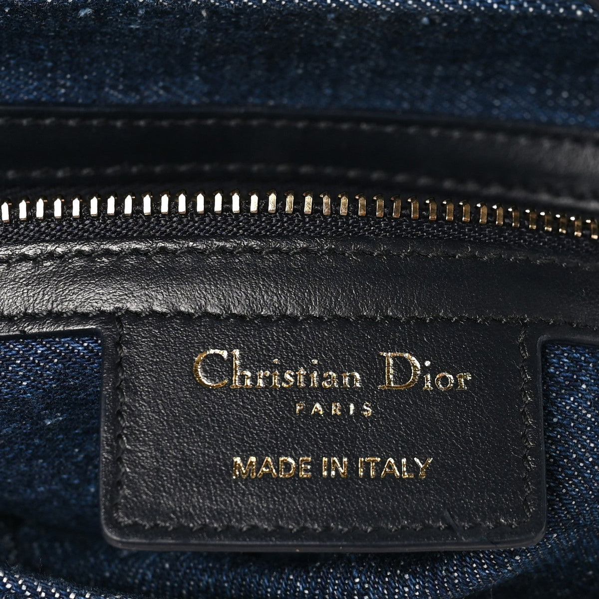 Denim Oblique Jacquard Saddle Bag With Strap Blue